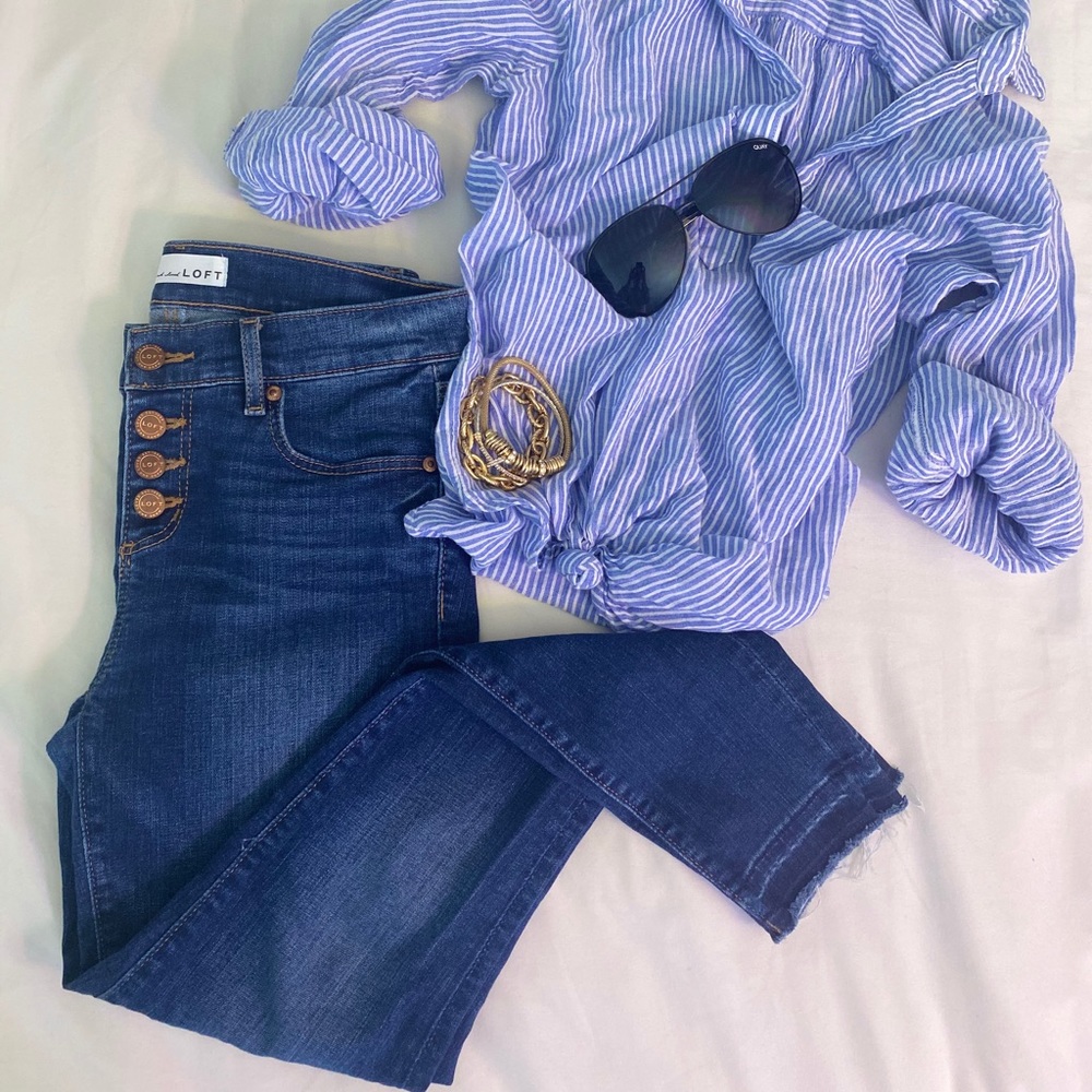 LOFT Button Fly Skinny Jeans